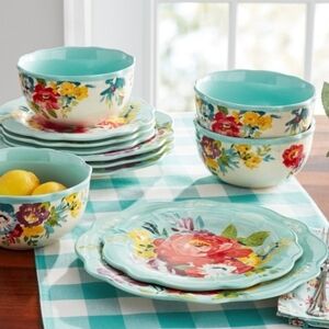 ❤️ New Pioneer Woman Sweet Romance Blossoms 12 Piece Dinnerware Set